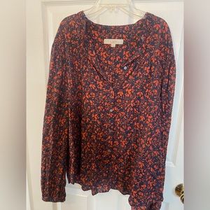 Loft light weight button down - colorful with gold threads! 💛